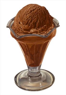 Helado de chocolate en copa
