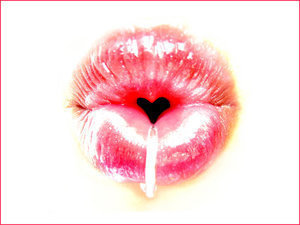 Heart shaped kiss