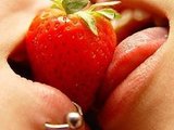 Sexy strawberry kiss
