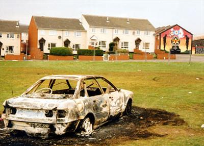 A burnt out car